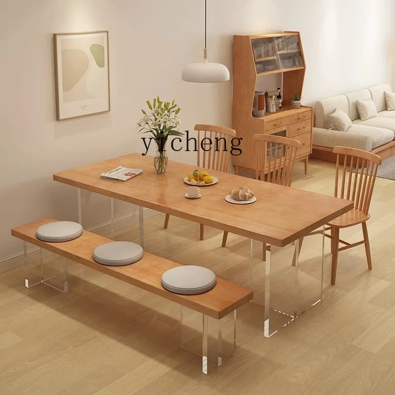 Zz dining table solid wood log desk integrated workbench