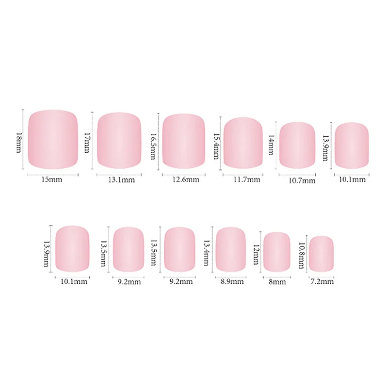 24 قطعة من نقاط أحمر الخدود على شكل قلب من الماس الحلو الطازج اضغط على الرأس المربع والأظافر المزيفة مع الغراء والأظافر الصناعية القابلة للإزالة