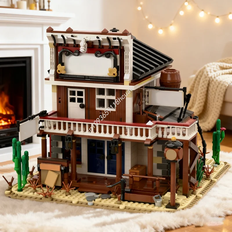 

2355 шт. MOC Lone Brick Детективное агентство Западная модель здания Рождественский подарок Блоки DIY Креативные игрушки Идея Дети День рождения