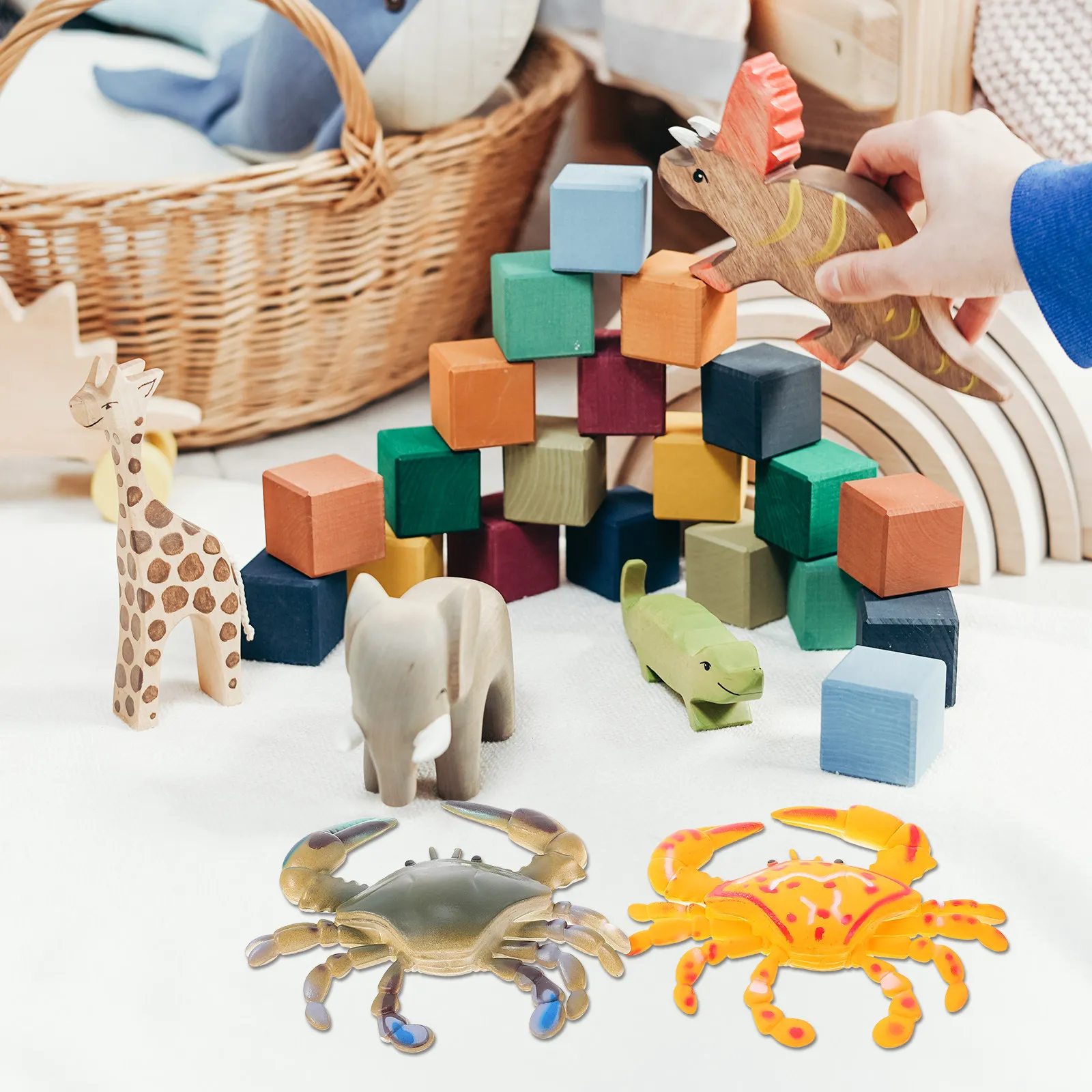 

2 шт. Имитация краба из ПВХ, прочные, износостойкие, в форме морского животного, для раннего развития и познания, декор для дома