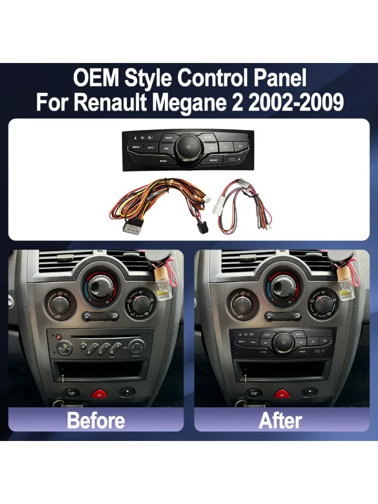 Panel sterowania w stylu OEM do Renault Megane 2 2002-2009 do sterowania ekranem radia Android, odtwarzaczem wideo samochodowym, ramka centralnego przełącznika samochodowego. — 2