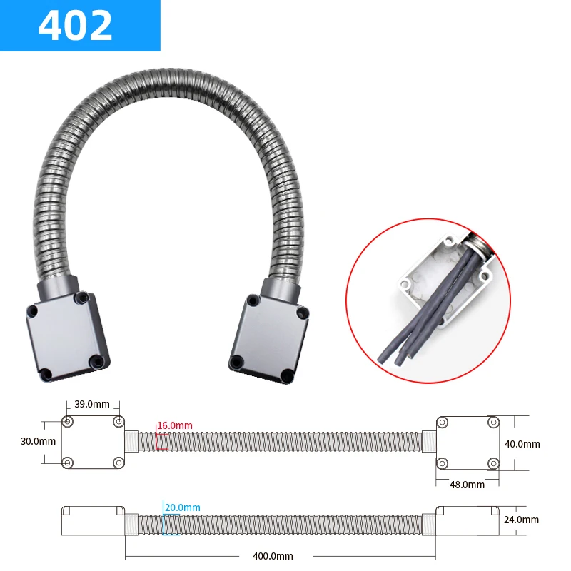 Door Loop Exposed Mounting Protection Sleeve Access Control Cable Stainless Steel Hidden Wire Line Protect Armored Metal Tube