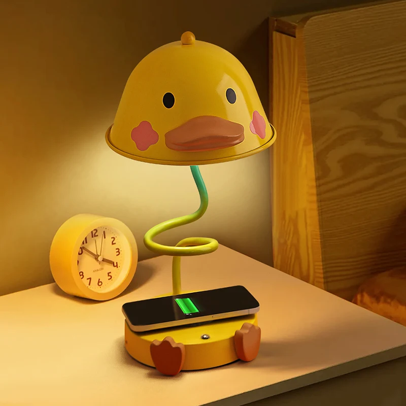 Bedside lamp 2025 new girl bedroom children charging cute duck desk lamp night night light premium sense