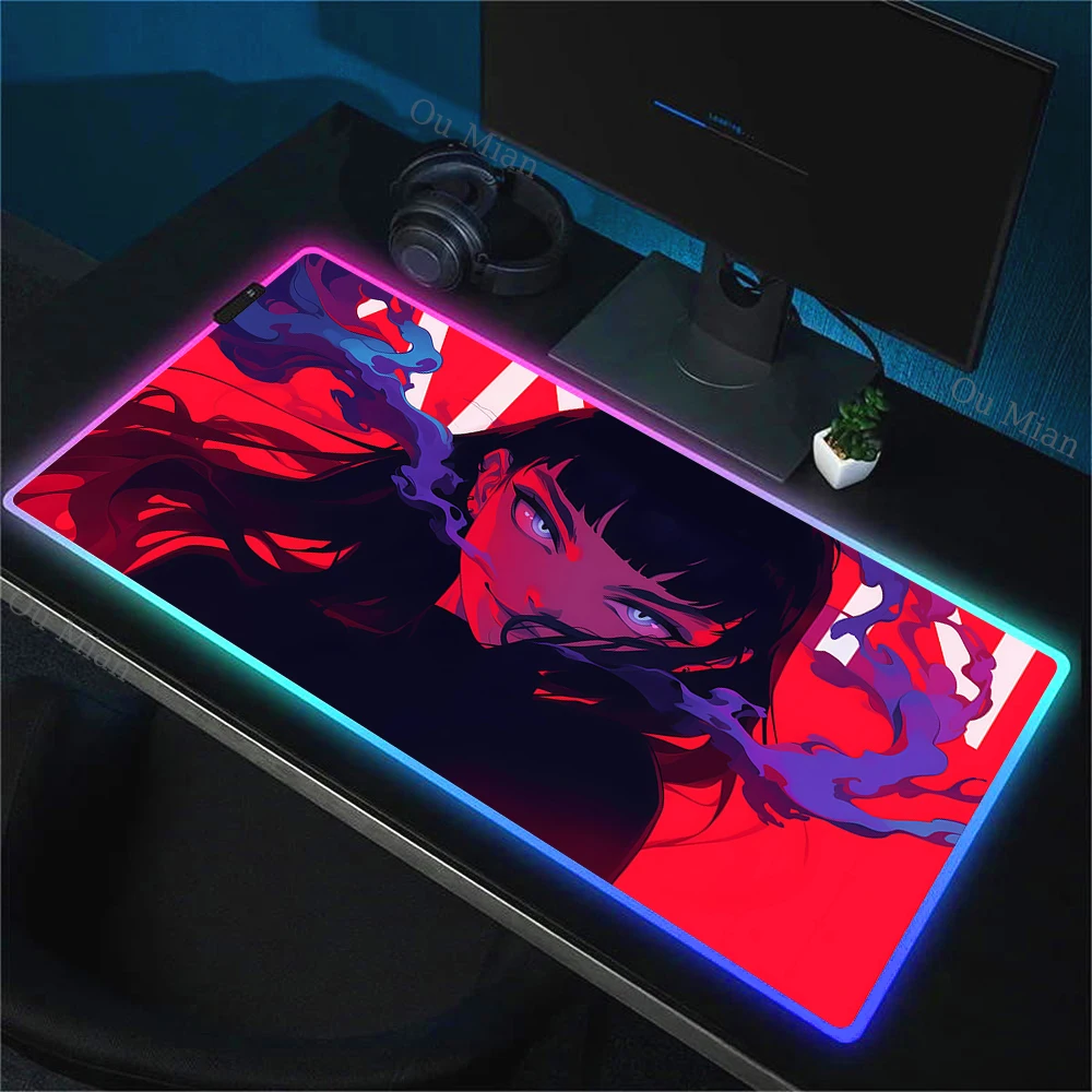 RGB Cool Popular Rubber Anti-slip Mouse Pad Gaming Luminescence Mouse Mat Anime Kawaii Girl Keyboard Deskmat Laptop Mousepad Xxl