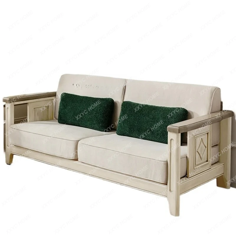 

Комплект мебели для гостиной из массива дерева: диван и кресла в стиле легкой роскоши