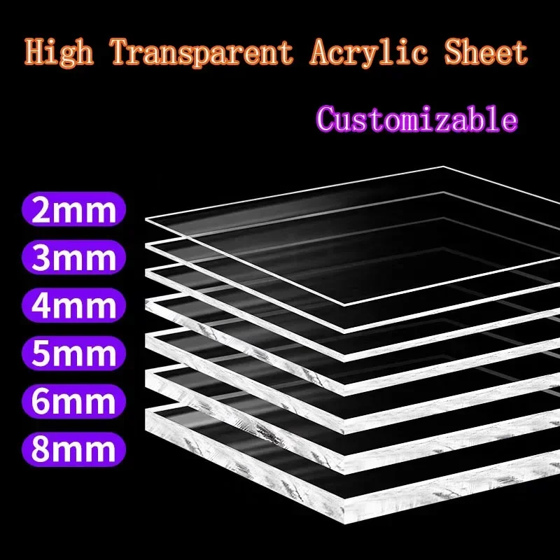 

High Transparent Acrylic Sheet Clear Plastic Plate Plexiglass Board Thickness 2-20mm for Signs Display Handmade Processing
