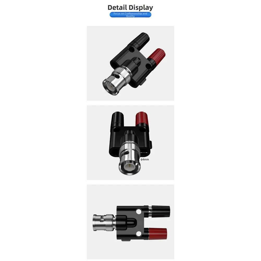 Adapter for BNC Male to Dual 4mm Banana Connectors Used in Electrical Testing Labs and Research Equipment Installations