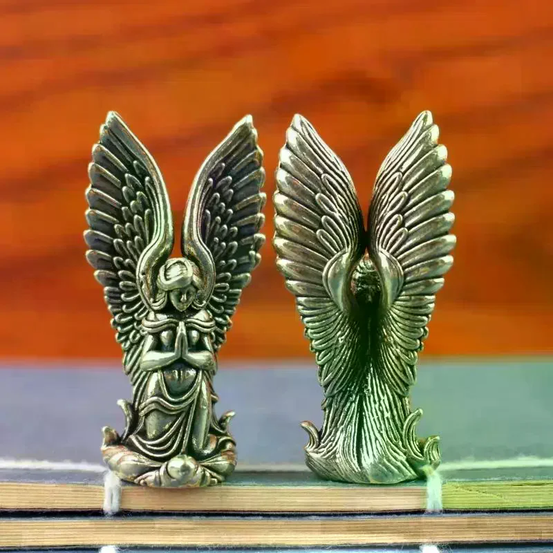 Angel Figure Home Decor Guardian Angel Statue Decoration Retro Home Decor Desktop Tea Pet Craftwork Bronze Ornament Goddess