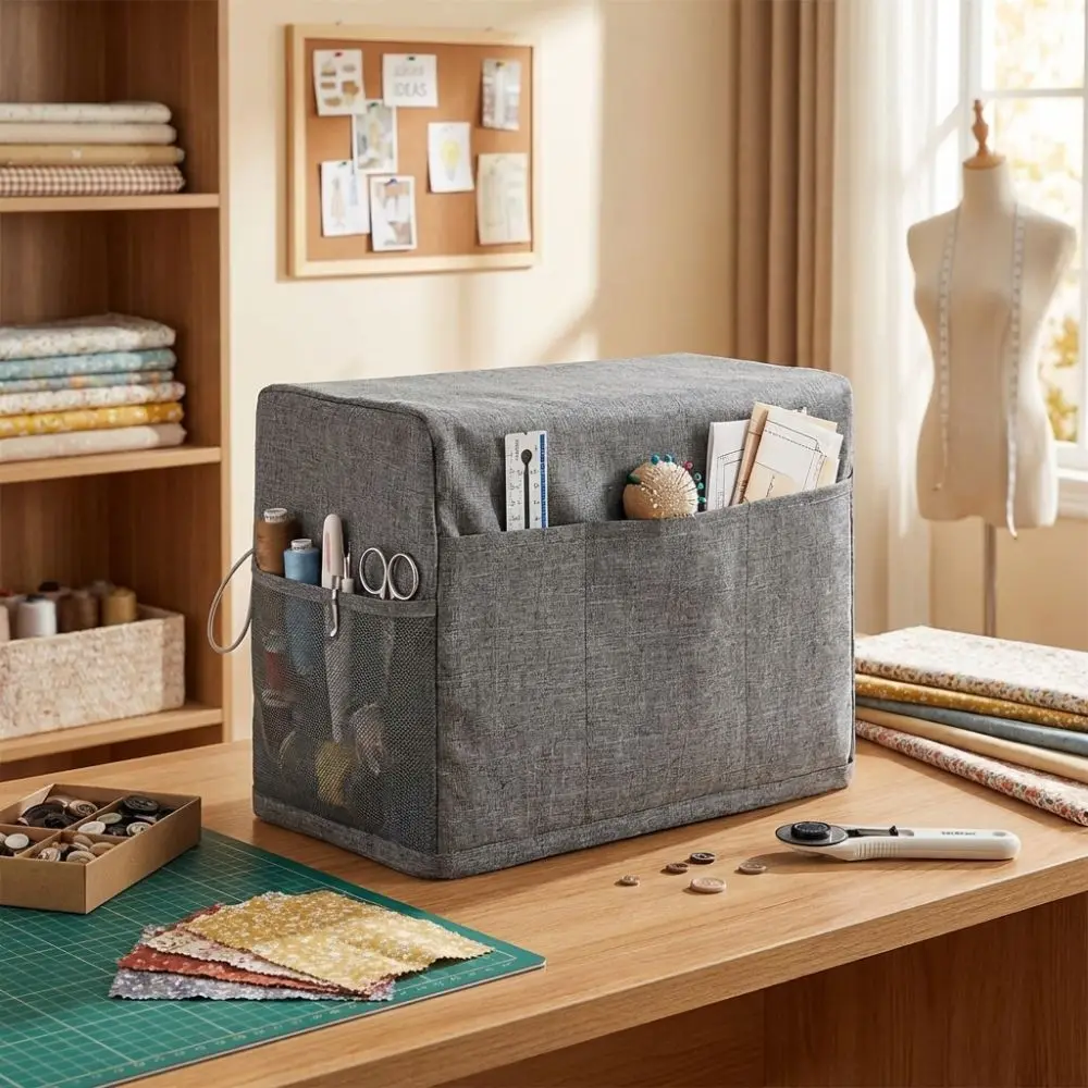 Waterproof Sewing Machine Cover With Pockets Scratch-proof Sewing Dust Cover Wear Resistant Oxford Fabric Machine Pockets