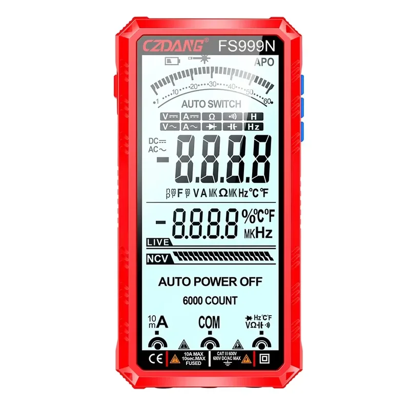5.0'' Super Large Full Screen Display With Backlight Strong Function NCV LIVE Line Test Smart Digital Multimeter