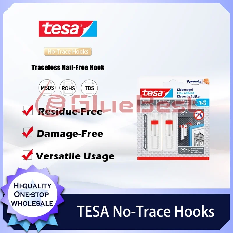 TESA No-Trace Hooks Innovative Wall Mounting Solution for Picture Frames Wedding Photos and Wallpaper-Friendly Original Product