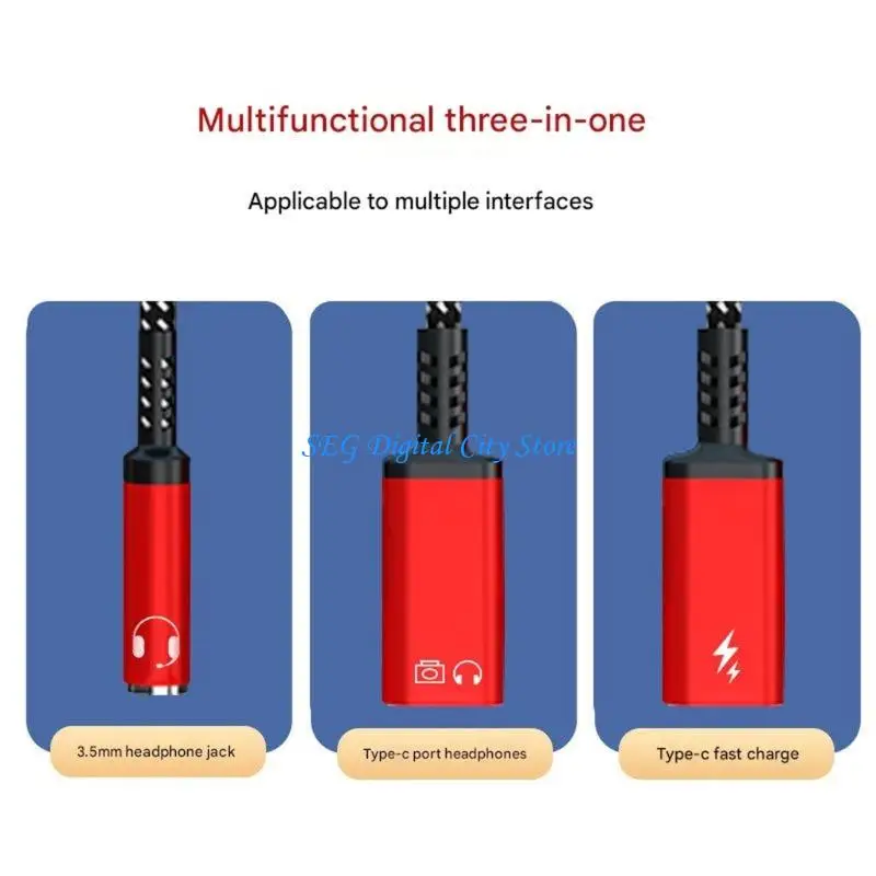 

U75B Durability Metal Braided USB C To 3.5mm Cable With OTG & PD60W Charging Support
