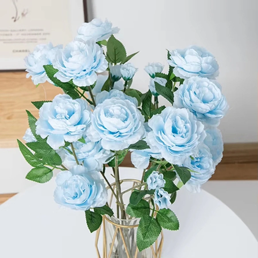 

10Pcs Long Stem Artificial Rose Bouquet Home Decoration Indoor Fake Flowers Diy Photo Props Wedding Decorative Table Centrepiece