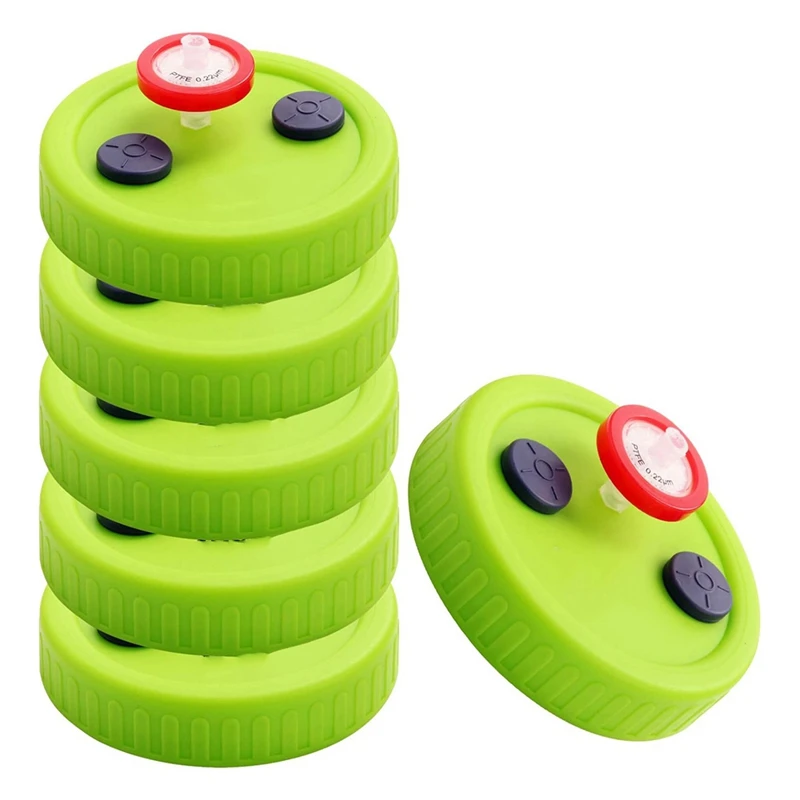 

6 шт., крышка для жидкой культуры с широким горлышком, пластиковая крышка для банок для культивирования зерна с фильтром для шприца из ПТФЭ 0,22 мкм [33A HomePro]