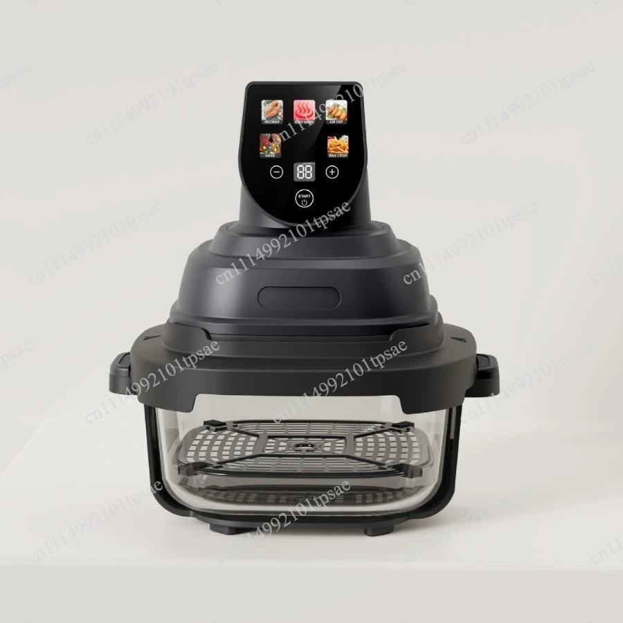 Visual glass double pan air fryer oven combination, large capacity smart touch screen electric oven hot air fryer