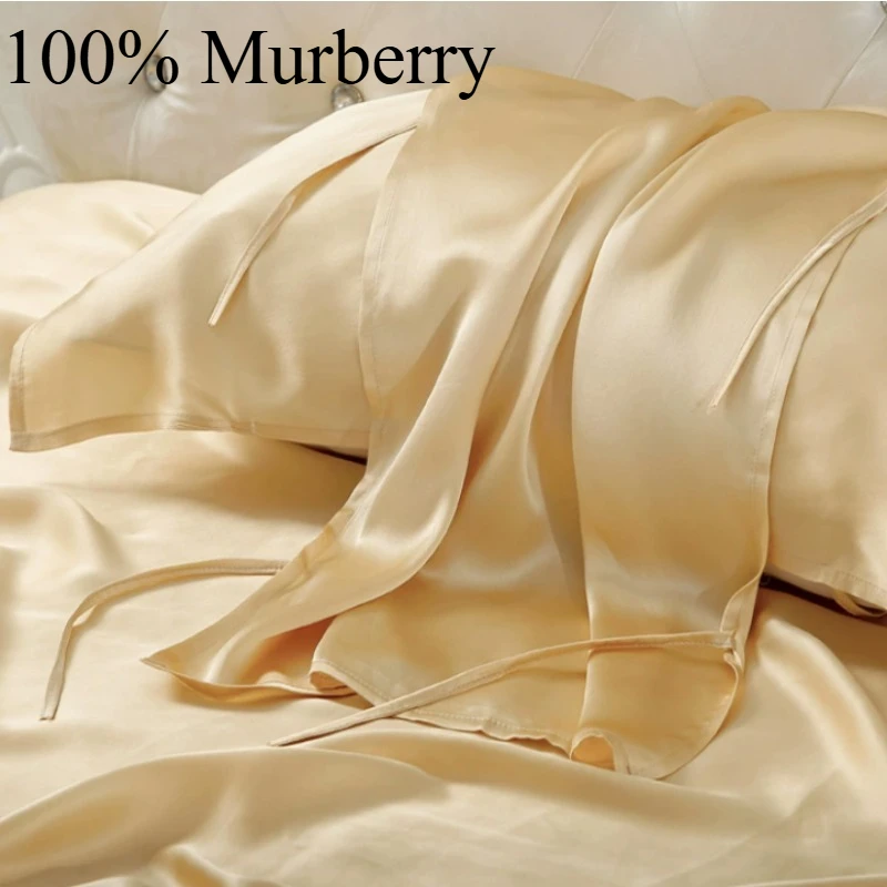 100% Mulberry Silk Pillowcase 19mm - Natural Silk Pillow Cover for Anti Frizz Hair Care - Soft Breathable - Home Bedroom 52*74CM