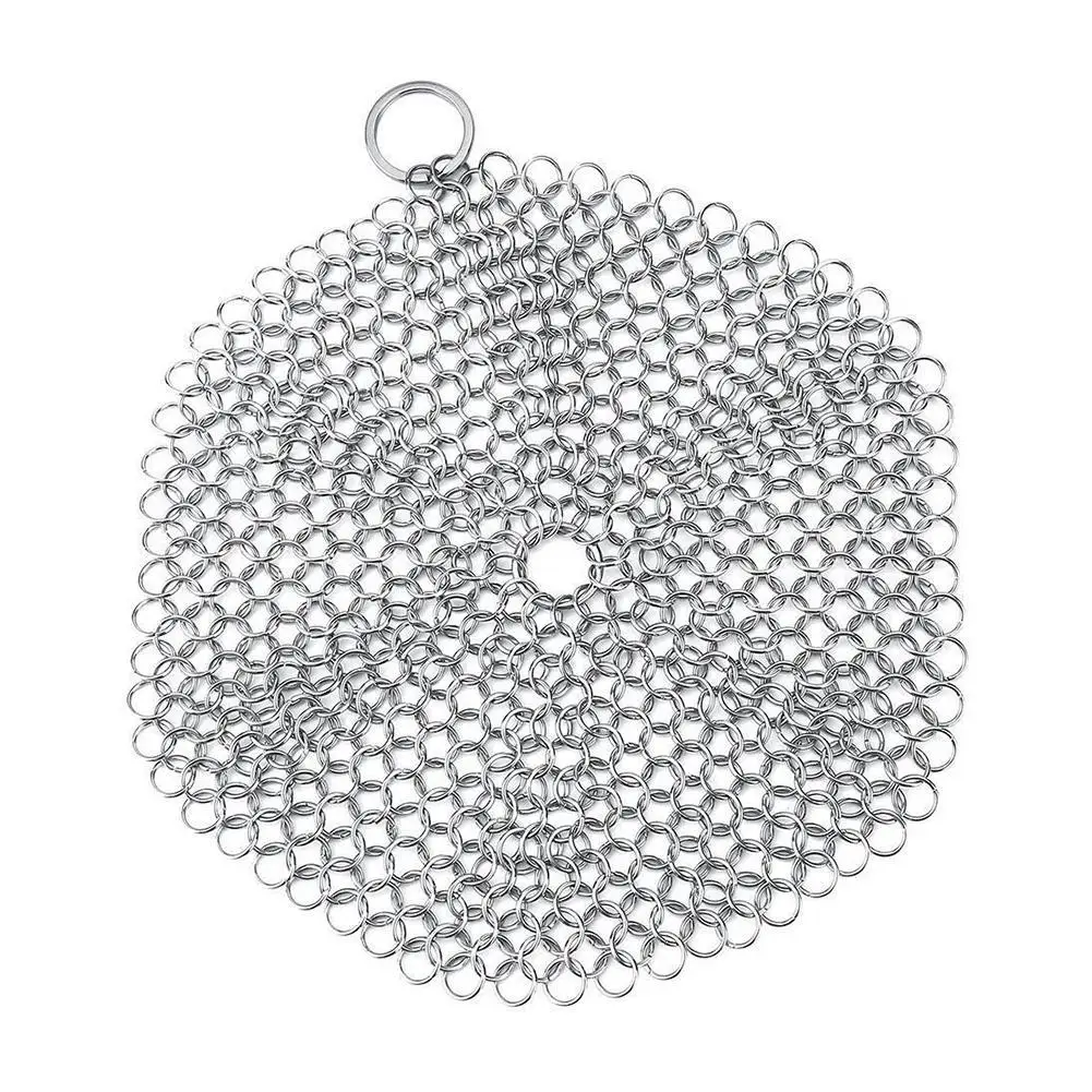 Kitchen Cleaning Ring Stainless Steel Cleaner Chainmail Scrubber Brush Pan Net Home Cookware Reusable Washing Net Cleaning Tool