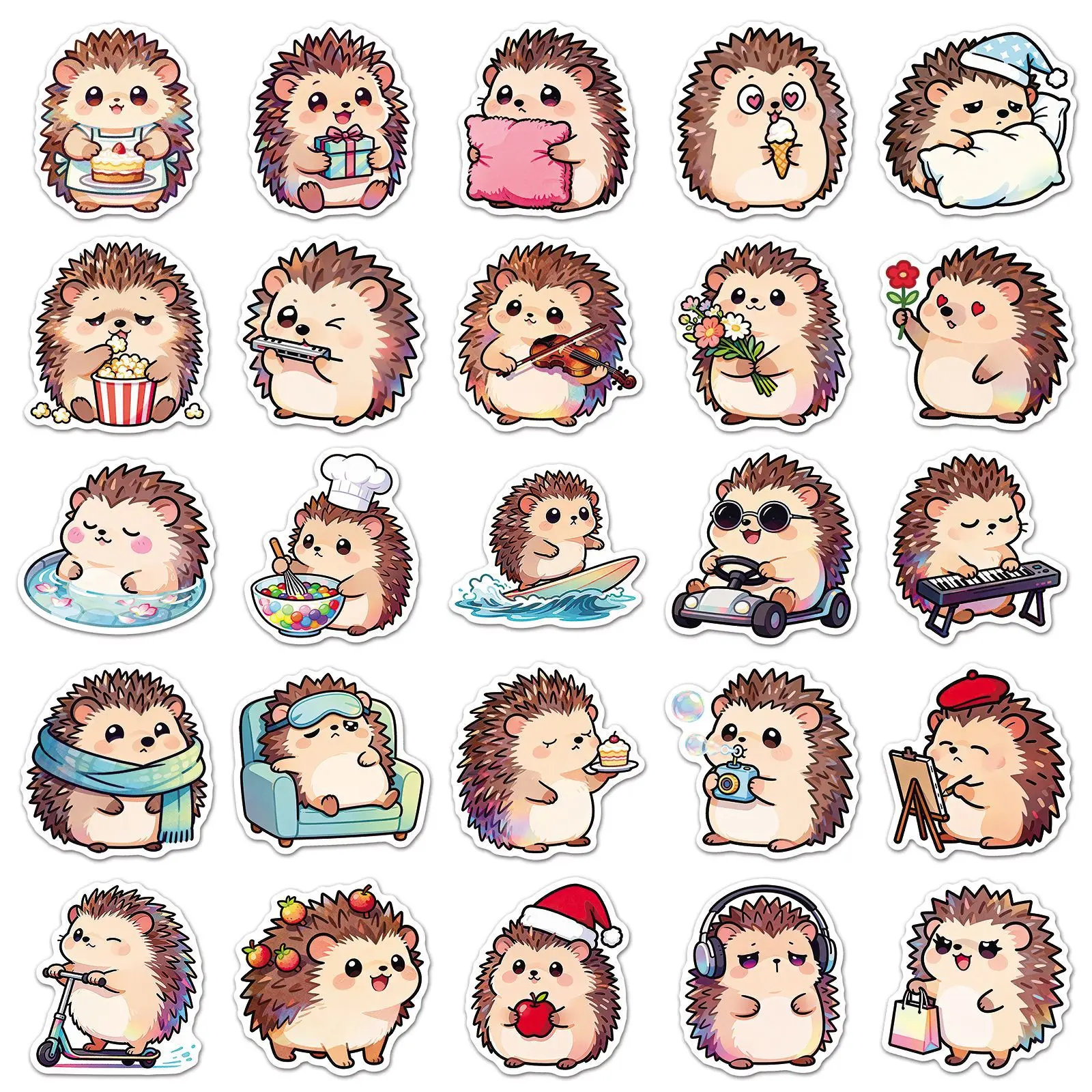 50PCS Kawaii Hedgehog Animal Graffiti Stickers Cartoon Funny Creative Decorative Phone Case Diary Scooter Wardrobe Decal Toy