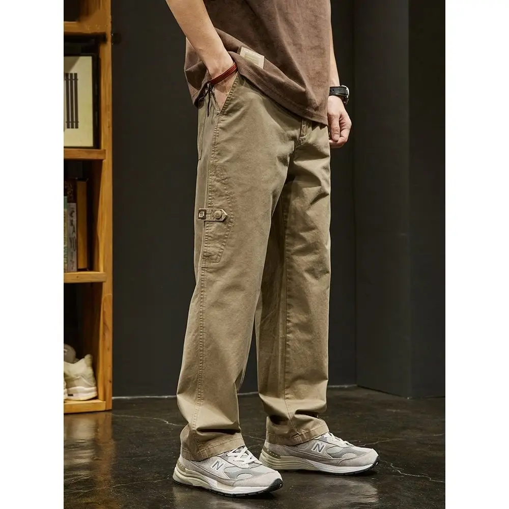 New Casual Pants for Men Spring and Autumn American High Street Straight Wide-leg Loose Work