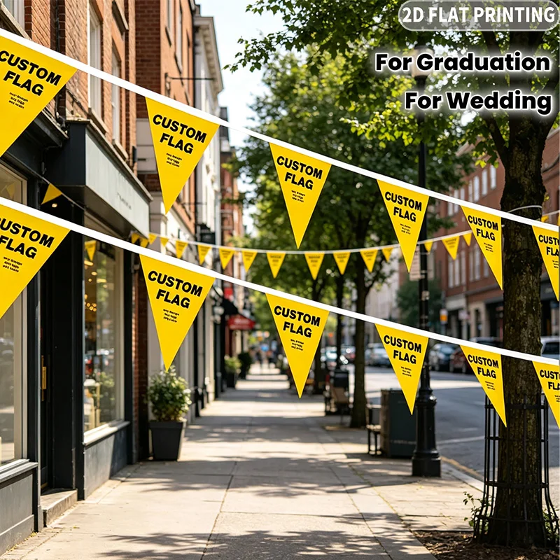20pcs Personalized Custom Triangle Bunting Flags, Custom‑Printed Banner with Your Text, Photo & Logo, 14×21cm Pennant Garland
