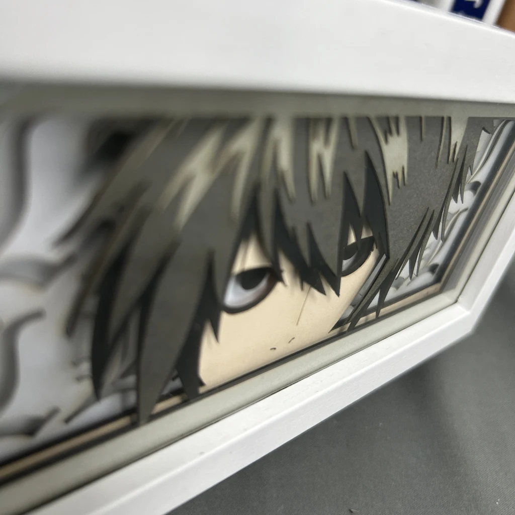 Imagem -03 - Paper Cut Led Light Box para Home Decor Decorações do Quarto Candeeiro de Mesa Manga Figuras Anime Olhos Death Note Presente Personalizado Homens