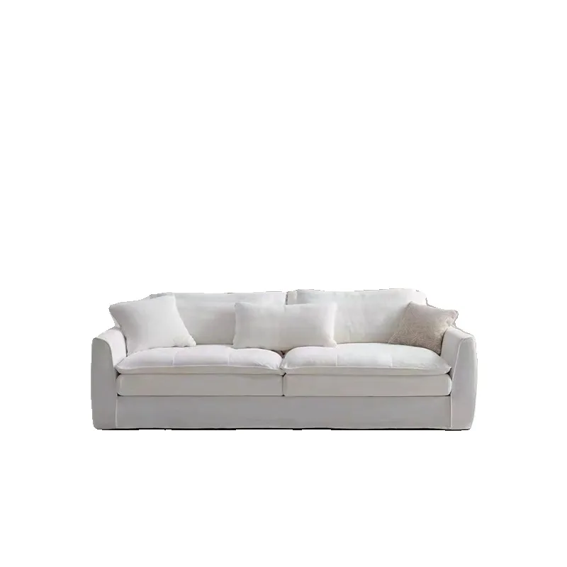 

Japanese-style wabi-sabi wind small apartment living room cotton and linen fabric three-person full dismantling