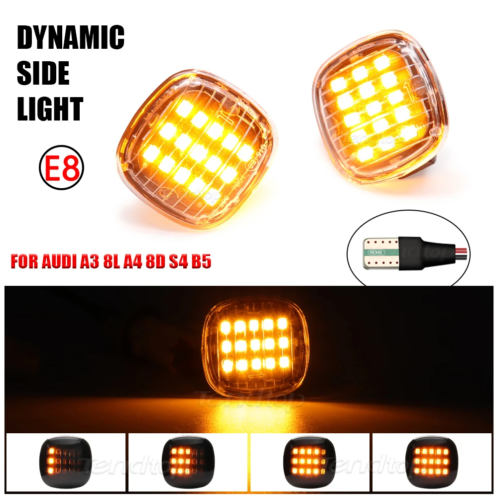 Dynamic Blinkers LED Turn Signal Light Side Marker Lamp For Audi A3 8L  8D A4 S4 B5 A8 D2 1994 1995 1996 1997 1998 1999 2000