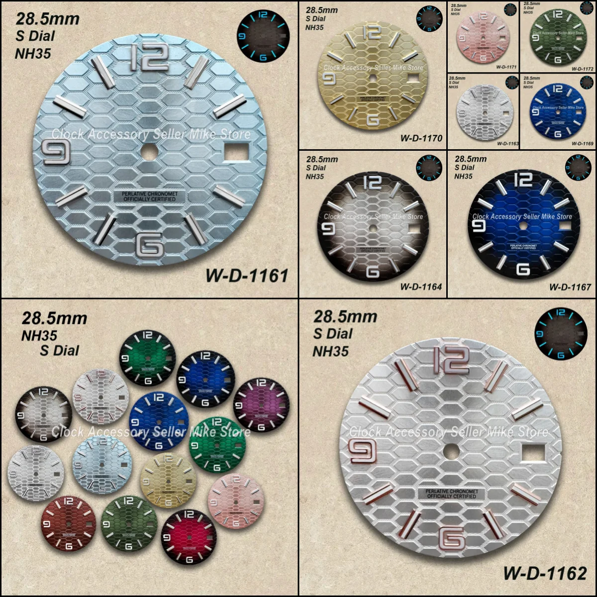 

28.5mm S Logo Diving Dial Fit NH35 Japanese Movement Ice Blue Luminous High-Quality Watch Modification Accessories