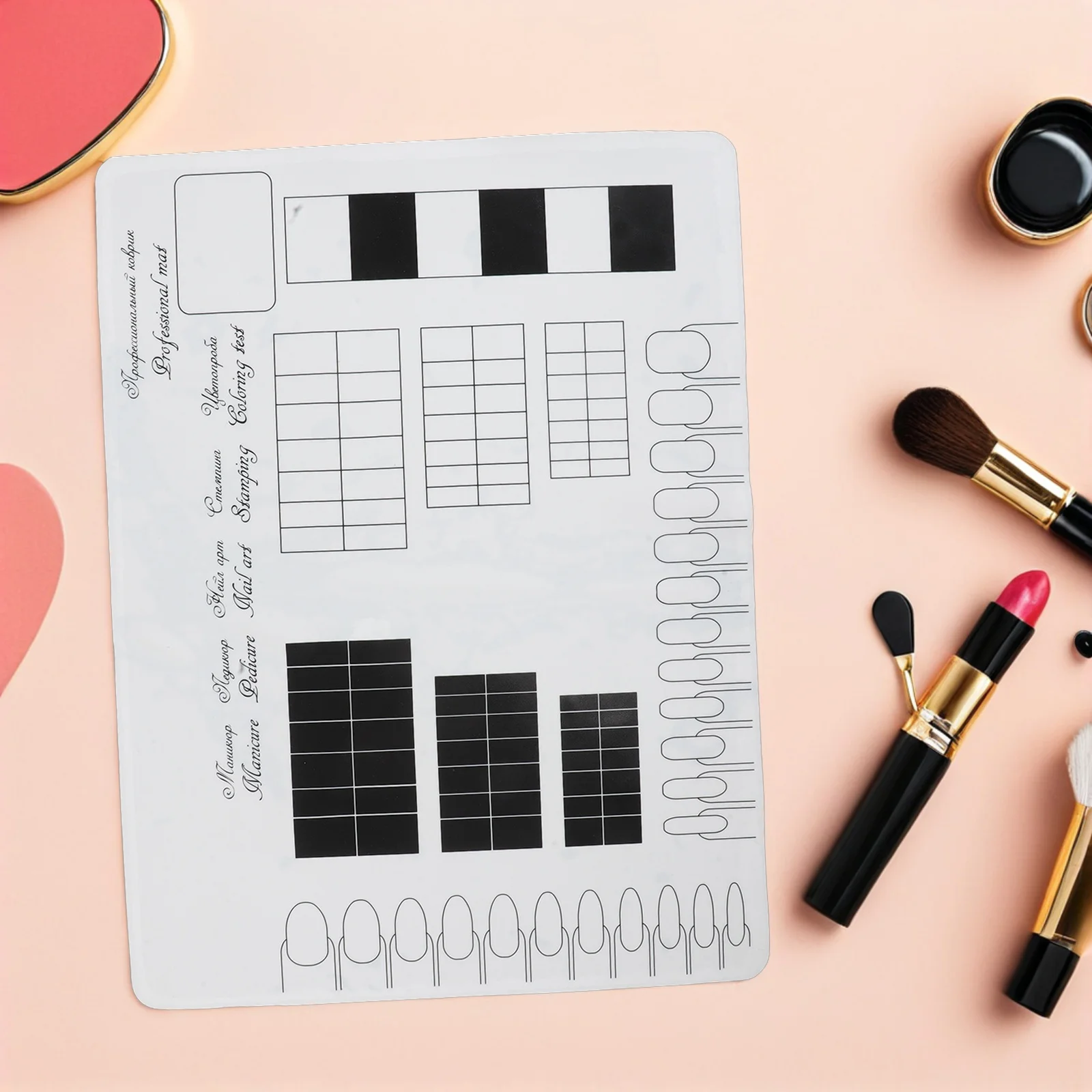 2개 네일 아트 핸드 레스트 패드 사각형 데스크 매트 탈부착 가능한 컬러 팔레트 방수 매니큐어 테이블 매트 네일 연습 사진