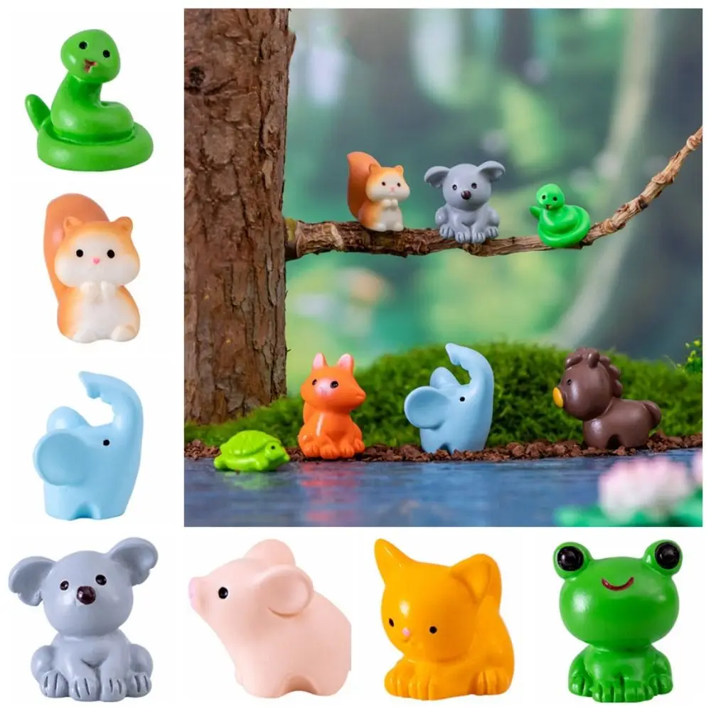Cat Duck Sheep Squirrel Frog Turtle Animals Micro Landscape Ornaments Cute Handmade Zodiac Animals Miniatures Resin Crafts