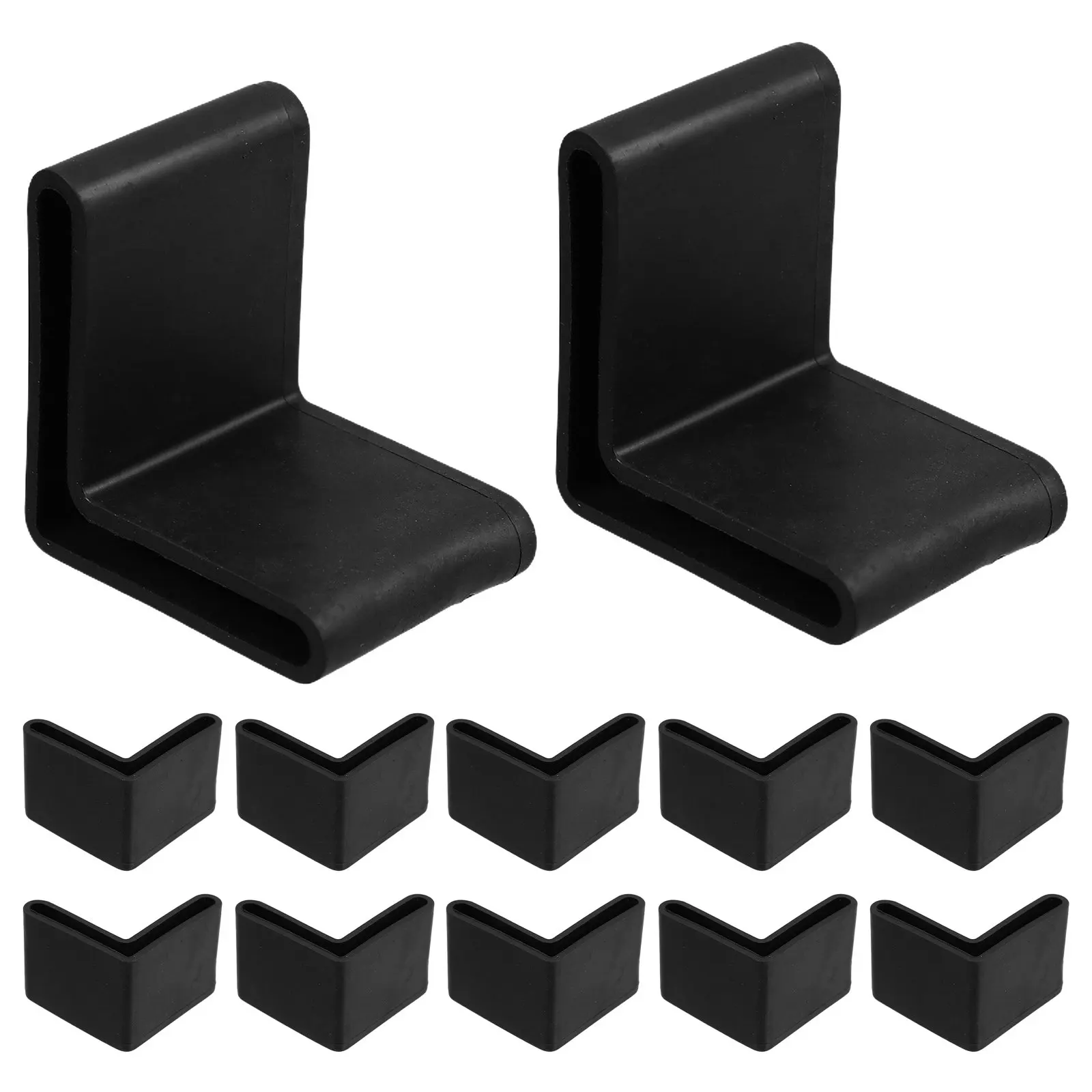 20pcs Black PVC L-Shaped Angle Iron Protectors for Wire Shelving, Desk, Table & Chair Legs – Shelf Feet End Caps