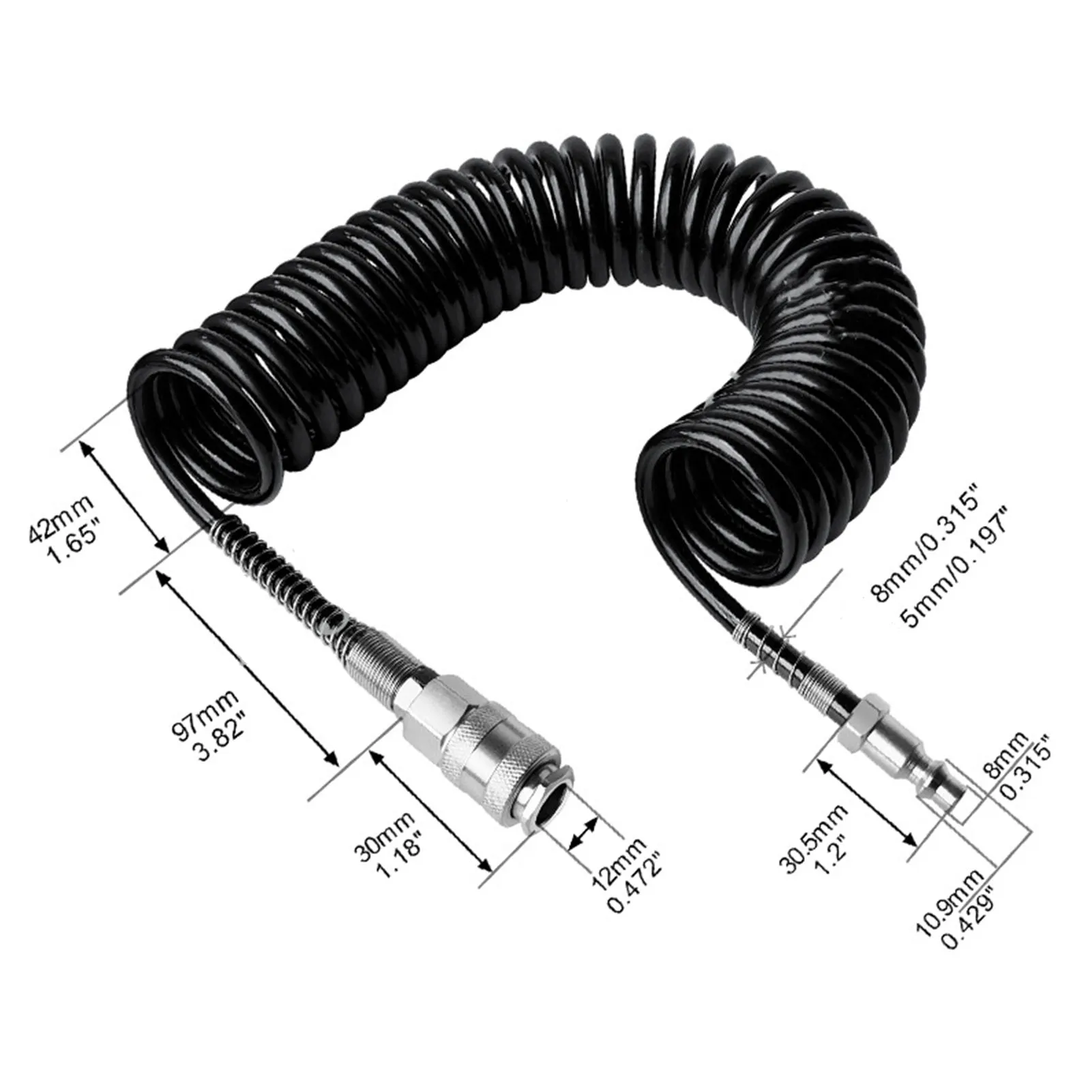 Car Recoil Air Hose Pressure Resistant Durable Flexible Lightweight Coiled Air Hose For Car Motorcycle 5m 6m 7m