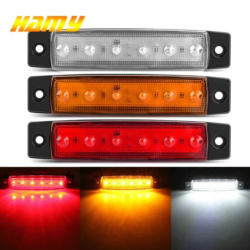 4/10 PCS 6SMD LED Car Auto Truck Lorry Trailer Side Marker Indicators Turn Signal Lights Tail Warning Rear Light Lamp 24V 12V