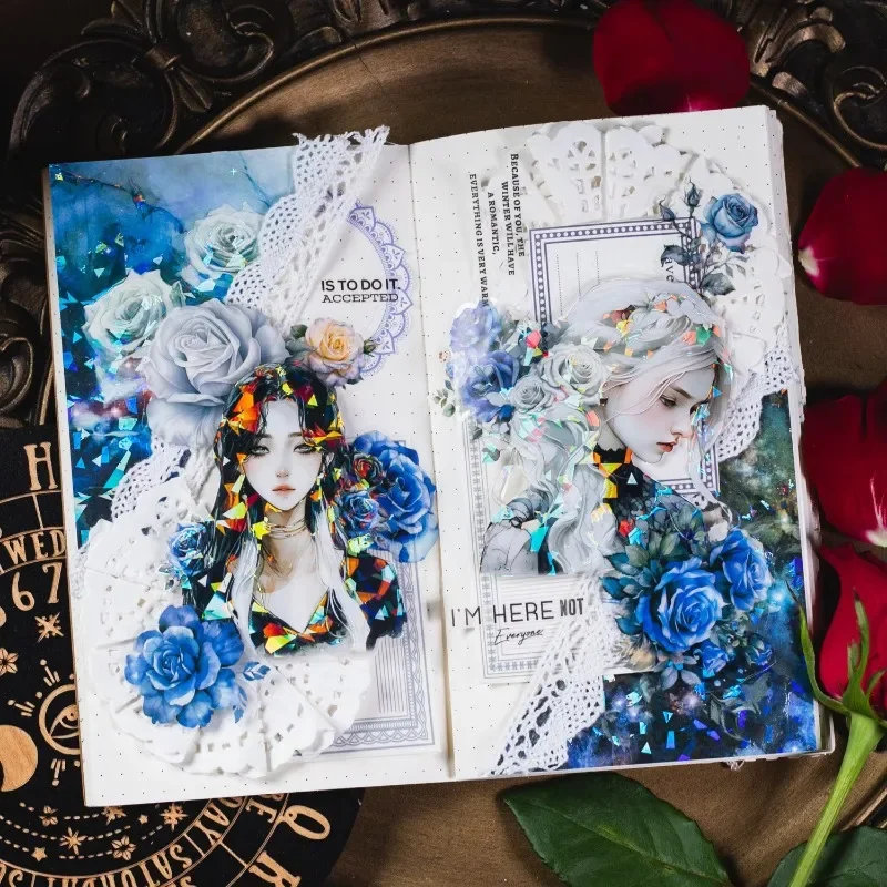 14 szt. Naklejki PET Bogini Nocy Muszla Światło Postać Materiały do rękodzieła Artykuły papiernicze Scrapbooking wycinanka 132*109mm