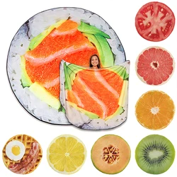 Funny and Realistic Soft Flannel Throw Blankets, Kiwi, Lemon, Tomato, Cantaloupe, Green Fruits, Giant Food Throw, Kids, Adult