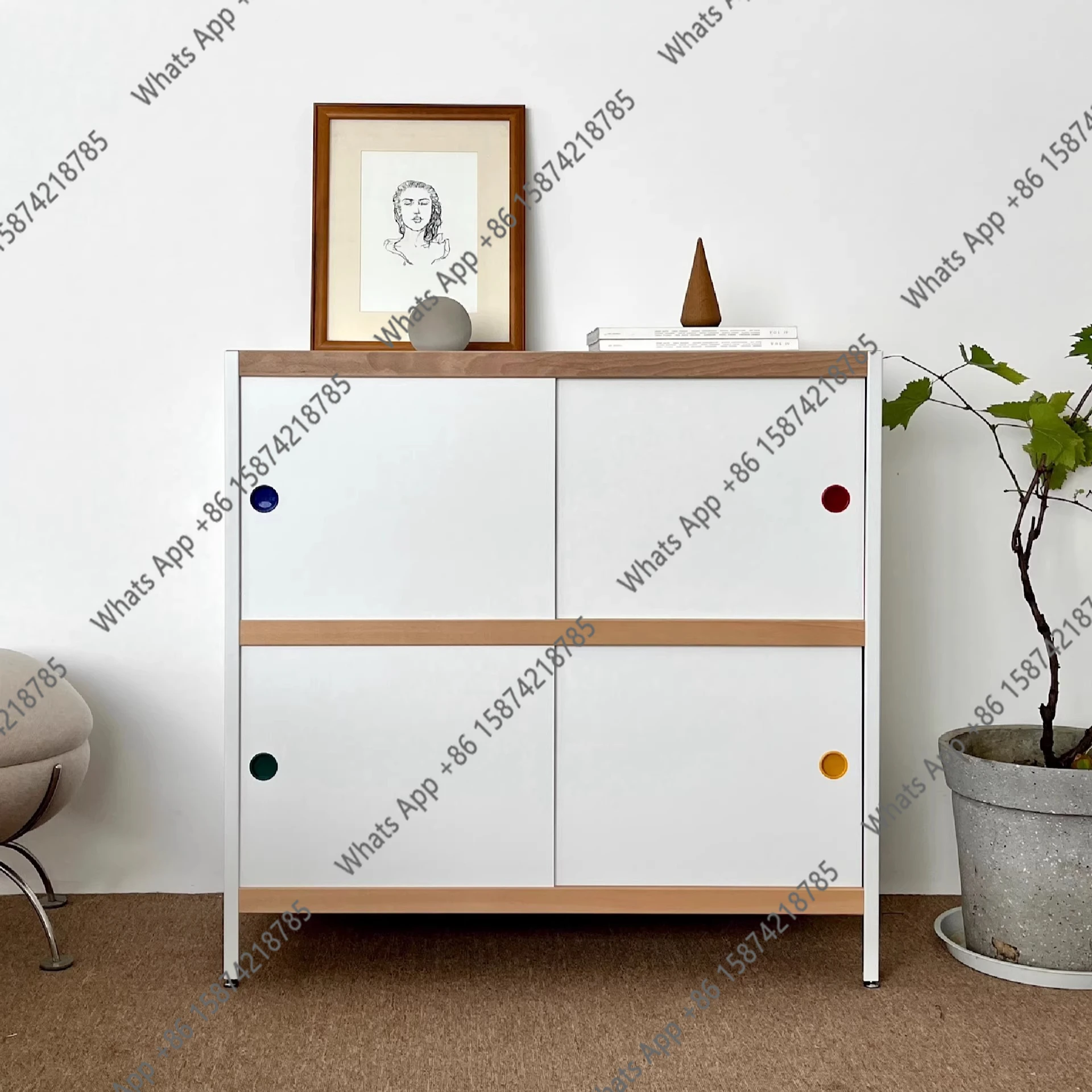 TV cabinet Color splicing cabinet Nordic style bedroom Minimalist style storage