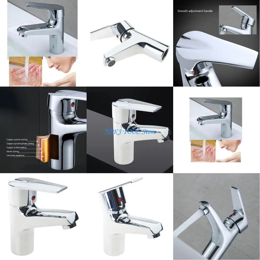 

L8RC Practical Mixers Tap with Ceramics Valves Cores for Quiet Easy Installion Chromes Bathroom Faucet with Pull Rod
