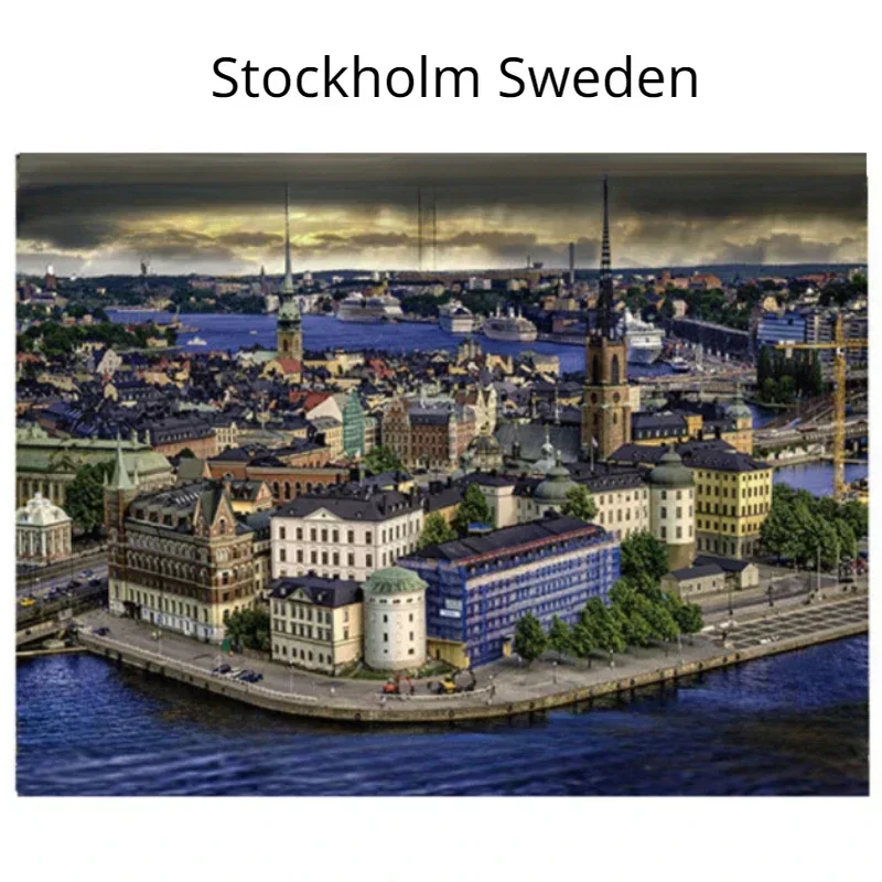 

75*50cm Adult 1000 Pieces Jigsaw Puzzle Stockholm Sweden Beautiful Landscape Paintings Stress Reducing Toys Christmas Gifts