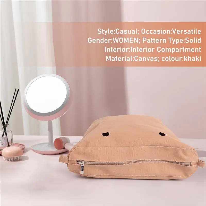 TEXU Waterproof Solid Canvas Insert Inner Lining Insert Zipper Pocket For Obag O Bag Handbag Bag