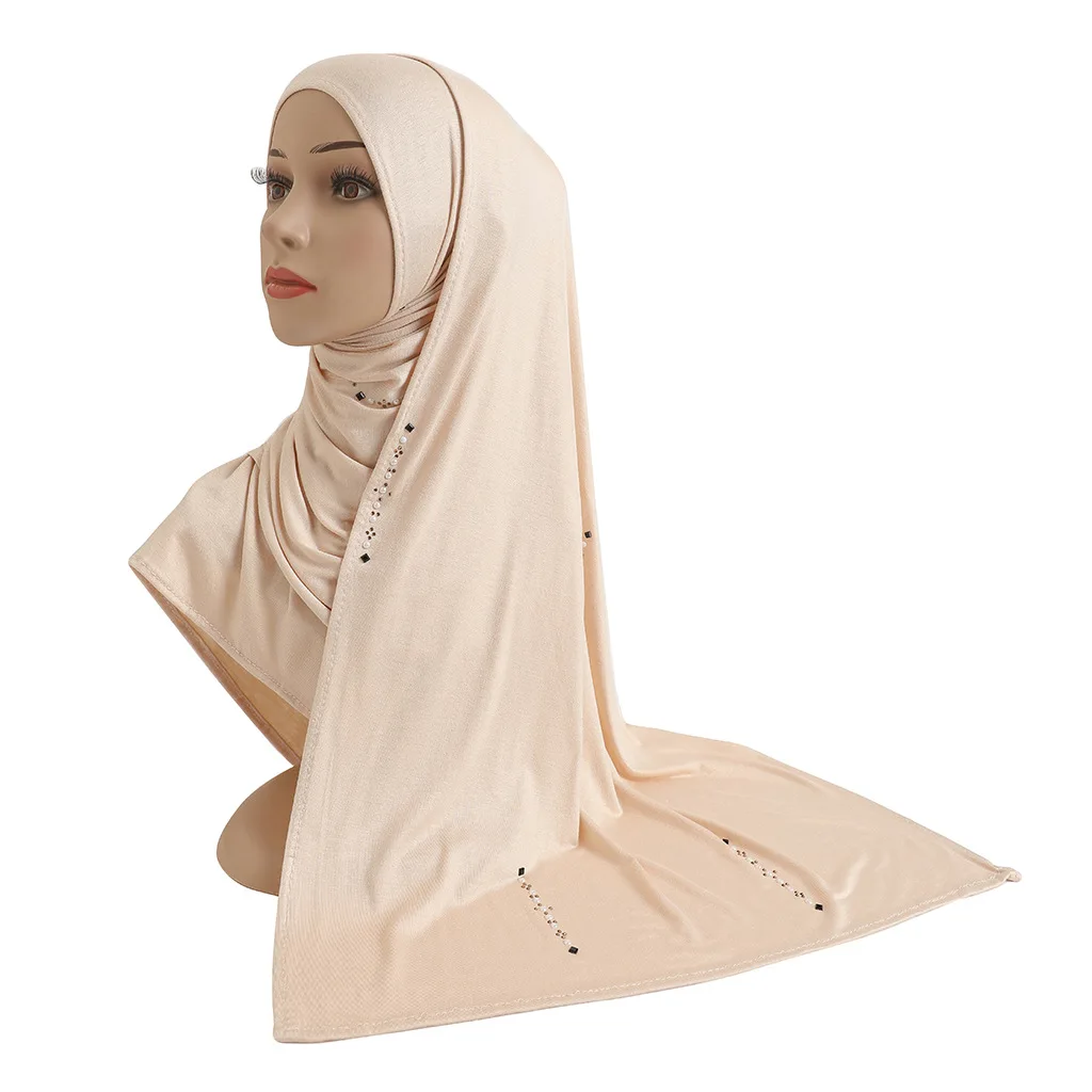 YYZ14  Instant Hijab  Big Size Hijab For Women Hot Drill Muslim Fashion Islam Hijab Cap Scarf For Muslim  Headscarf