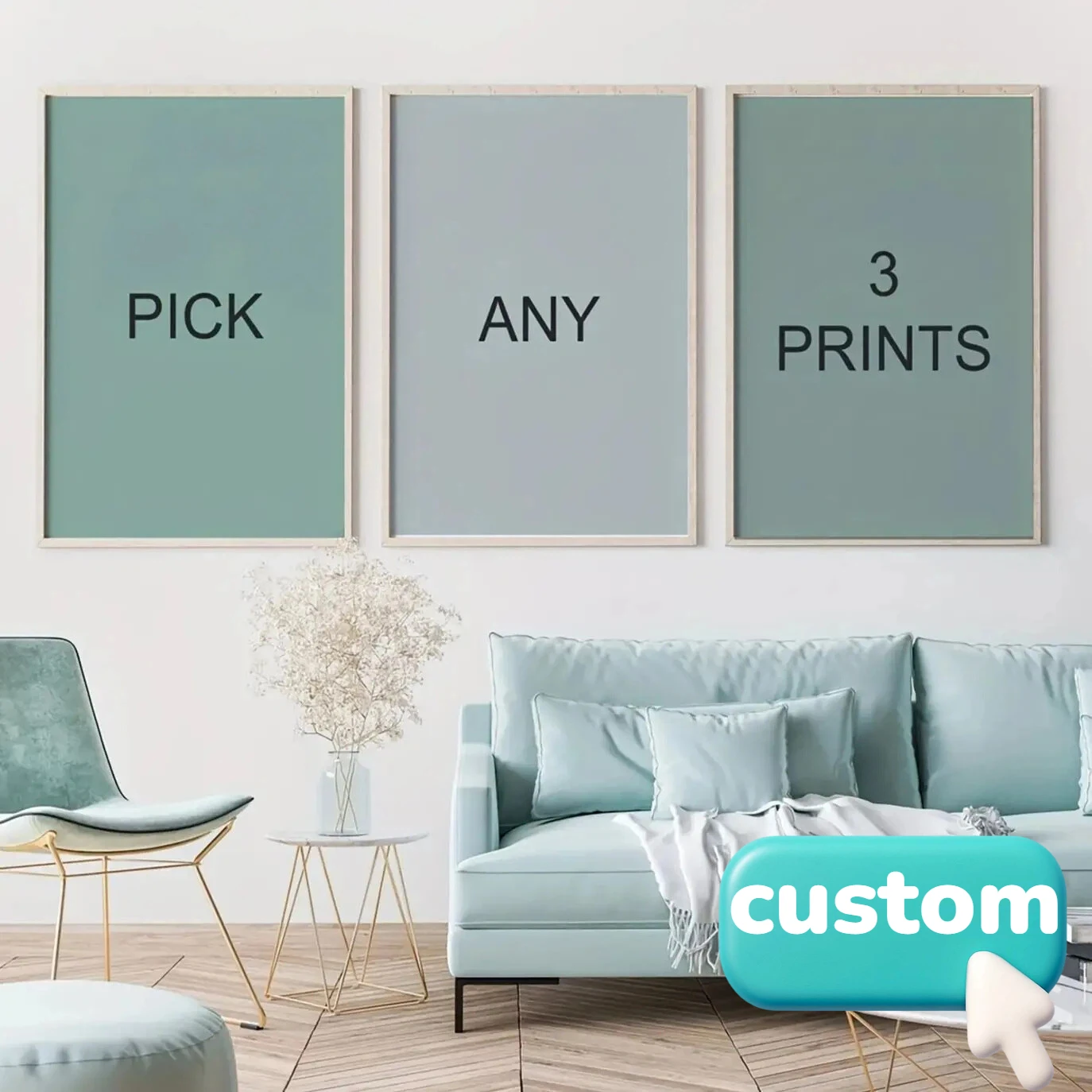 3pcs Customizable Personalized Art Canvas Set - Custom Wall Posters & Albums Uniquely Designed Canvas Prints for Home Decor
