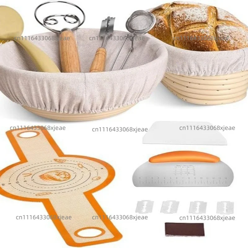 Suitable For Bread Baking Tools Supplies Rattan Fermentation Basket Scraper Powder Bread Cutting Set