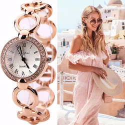 Reloj de pulsera exquisito para Mujer, Relojes de cuarzo elegantes de lujo, reloj de pulsera para Mujer, reloj Saati para Mujer