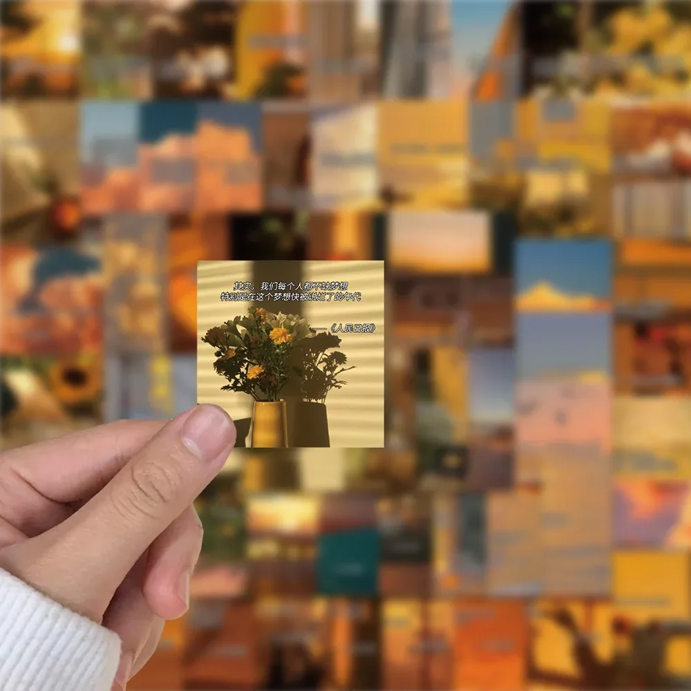 Autocollant de dessin animé paysage pour iPad, graffiti, tasse à eau, bricolage, autocollant mural, cahier, décoration de planche à roulettes, 50 pièces