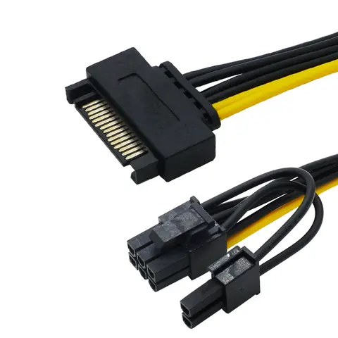 15 Pin SATA Male to 8 Pin (6+2) PCI-e Power Supply Cable 15Pin SATA to 8Pin PCI Express Adapter for Graphics Video Card 8 inch