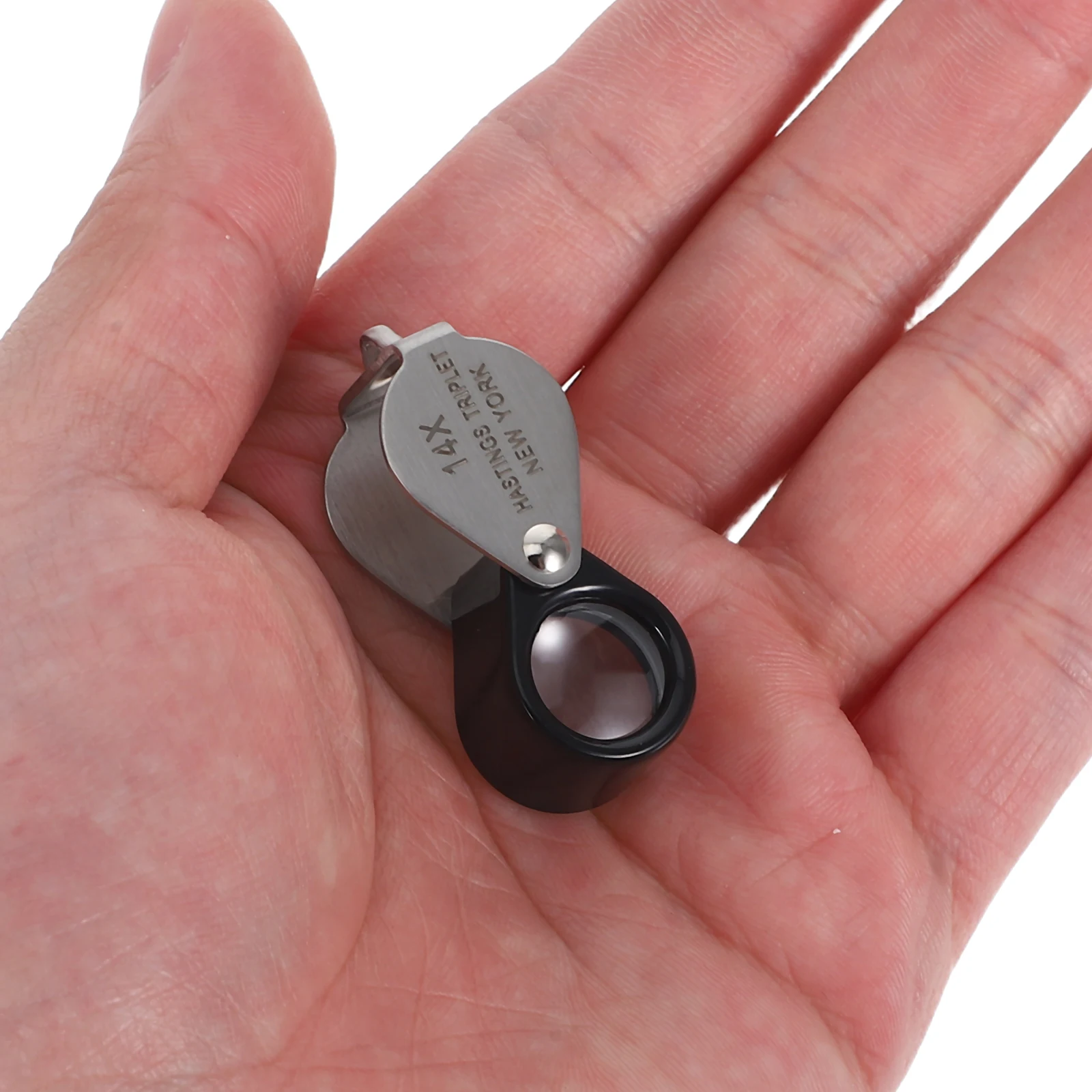 

14X Magnifying Glass Foldable Jewelry Loupe Stainless Steel Illuminated Lens For Coin Stamp Inspection Optics Tool Collectors