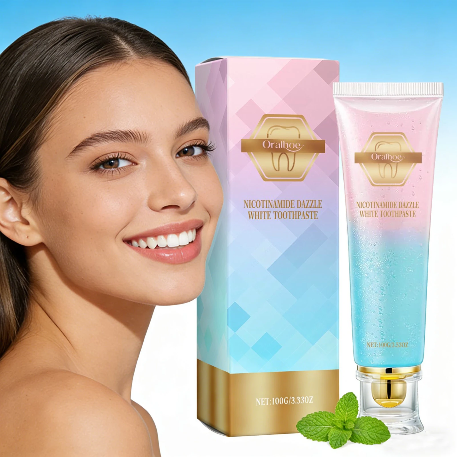 

100g Niacinamide Whitening Toothpaste Brighten Teeth Remove Stains Refreshes Breath Sooth Gum Strengthen Teeth Oral Hygiene Care