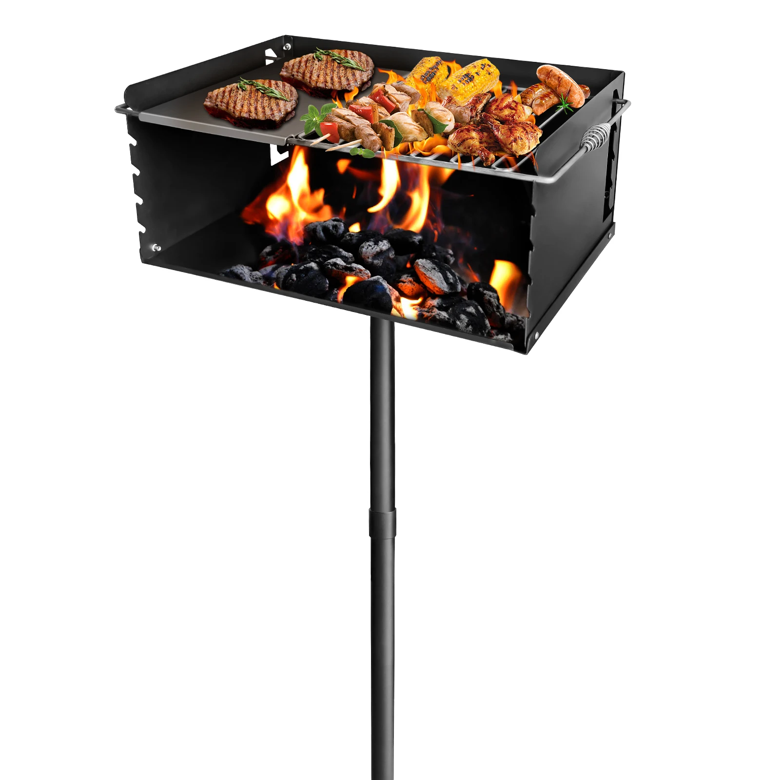 

Park Style Charcoal Grill Heavy Duty, Outdoor BBQ Grill with Grate, Park Grill for Backyard, Camping