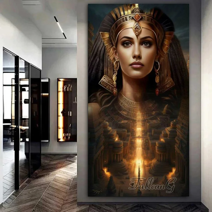 Egyptian Diamond Painting Complete Kits Big Size Woman Diy Full Drill Mosaic Embroidery Girl Rhinestone Picture Wall Decor