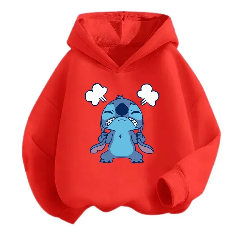 Sudadera con capucha de Stitch para niñas, jerséis Harajuku de manga larga, Tops casuales con capucha de la serie Disney, otoño e invierno, novedad